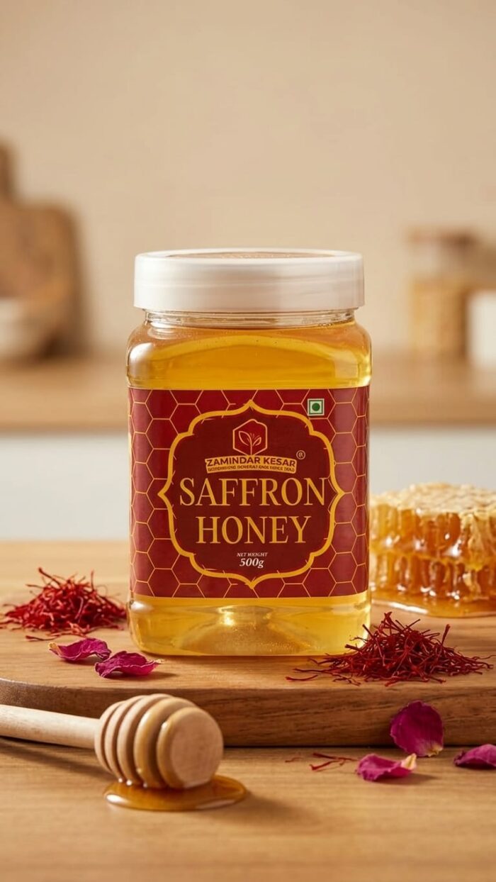 KESAR HONEY (500 GMS), Organic Saffron Honey, Unprocessed & Unheated.